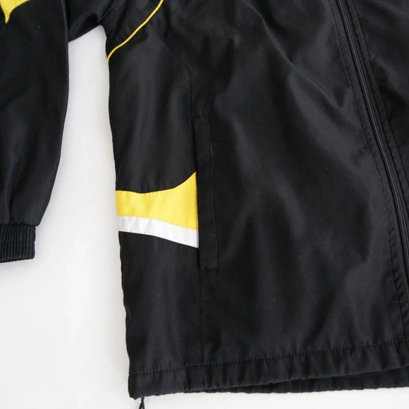 Vintage 90s Derby Black And Yellow Zip Up Nylon Windbreaker  Jacket 2XL - Picture 7 of 12